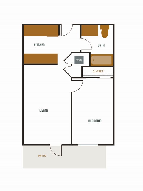 Floor plan for 1 bed, 1 bath, 655 sqft
